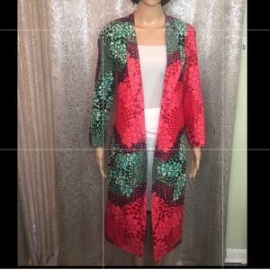 African Ankara print women long casual thin coat.